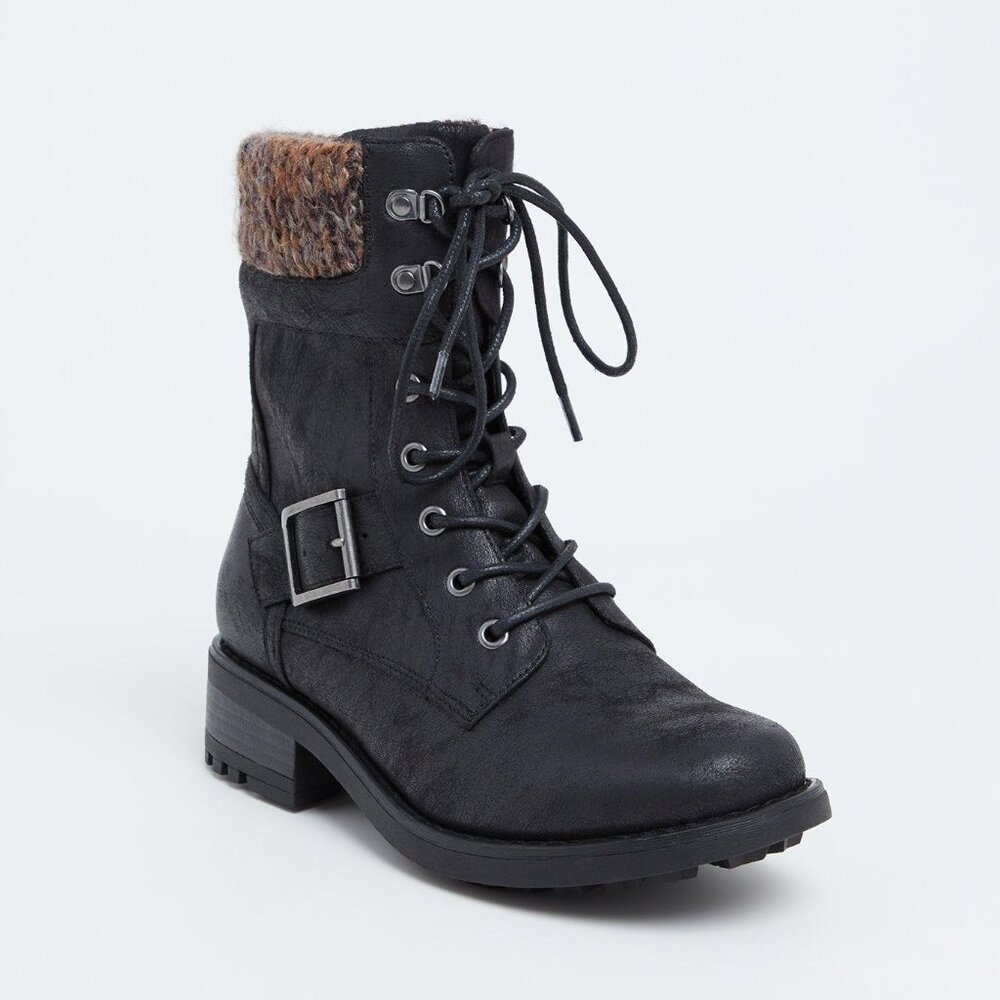 Torrid Wide Width Lace-Up Sweater Combat Boots